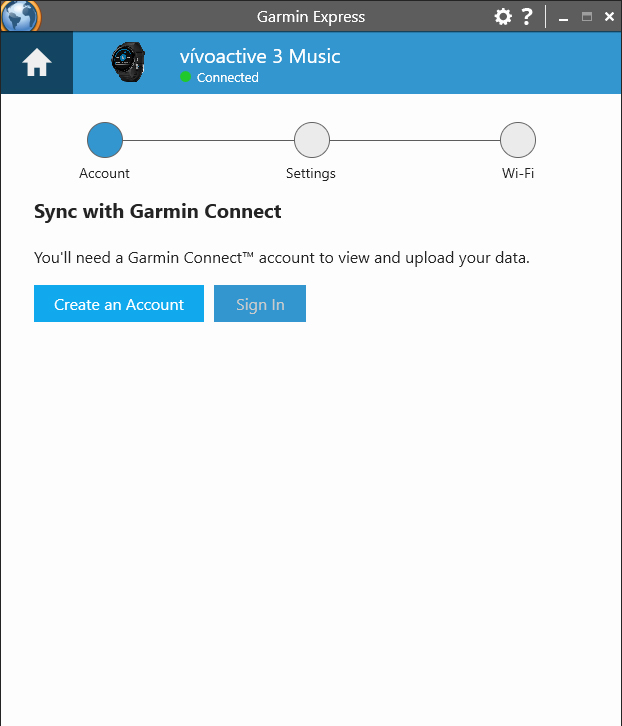 Đăng nhập hoặc tạo tài khoản Garmin Connect